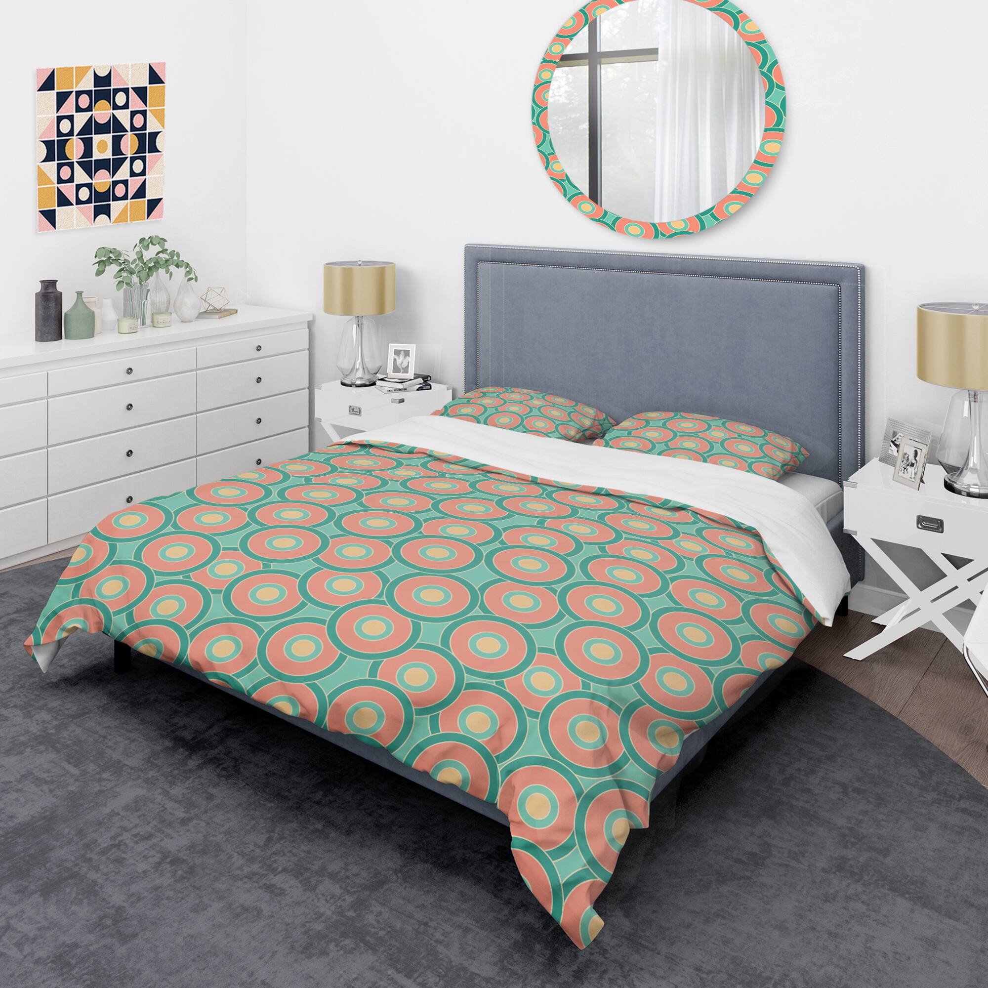 Designart 'Retro Circular Pattern VI' Mid-Century Duvet Cover Set